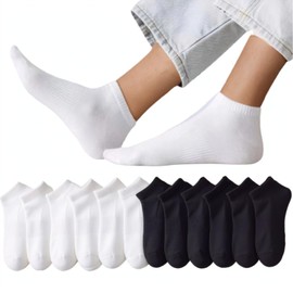 Womens Socks Ankle Running Socks for Women White Comfortable Cotton Sport Low Cut Compression Socks,10 Pairs（W001-Mix10）