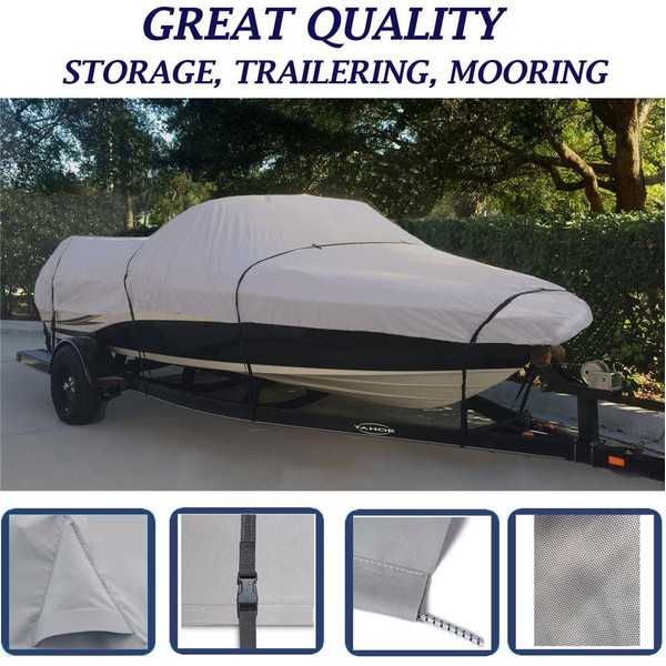 Boat Cover Compatible for Fish and Ski Boat 16'-18.5' Length, Beam Width up to 94" Storage, Travel, Lift