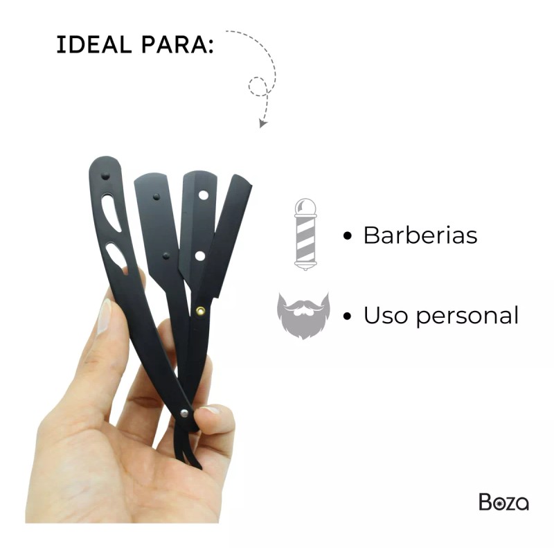 Boza Porta Navaja Barbero Acero Inox Negra Peluquero Uso Propio