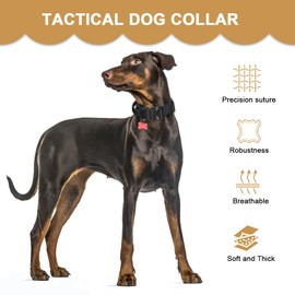 Vivi Bear Tactical Dog Collar Adjustable with Control Handle Military Dog Collar Heavy Design Quick Release Metal Buckle Dog Collar for Large Dogs Hunting Training Leisure Outdoor