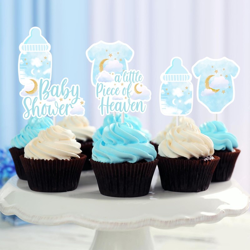 Sursurprise 36PCS A Little piece of Heaven Baby Shower Cupcake