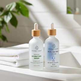 Kit Facial Iluminador + Hidratante | Sérum Vitamina C + Sérum Ácido Hialurónico 10% | Antimanchas, Antiarrugas, Hidratación Profunda, Piel Radiante (Kit10%+VitC)