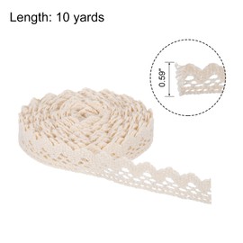 MECCANIXITY Lace Trim Ribbon 10 Yards 0.59 Inch Cotton Trim for Craft,Gift Wrappers,Headbands,Wedding Beige Style 6