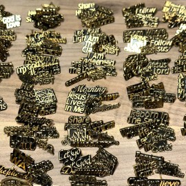 Unbranded Mix Lot of 5 Different Gold Color Metal Christian Collar Brooch Lapel Tie Pins