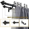 Lwiiom Heavy Duty Double Curtain Rod with Palm Leaves Finials