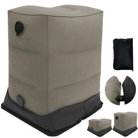 Saeda Foot Rest, Airplane and Children, 3 Levels of Height Adjustment, Air Footrest, No Pump Required, Easy Air Pump, Lightweight, Foldable, Air Foot Rest for Airplanes, Shinkansen Trains, Car, Night