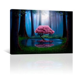 CANVAS REVOLUTION | Cuadro Decorativo Canvas Lienzo Impresión | Naturaleza | Bosque Y Arbol de Cerezo | Diferentes Dimensiones Tamaños Medidas Disponibles | Decoración De Interiores | Cuadros Minimalistas Modernos | Cuadros Para Sala Comedor Recamara Ofi