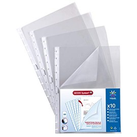 Viquel - Geode A4 Removable Perforated Perforated Plastic Pockets for Geode Viewing Windows, High Quality and Smooth, Reinforced Edge, Transparent