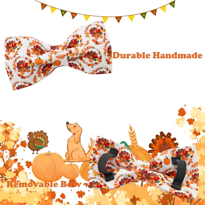 Bobo Rainbow Dog Collar - Thanksgiving Turkey Bowtie Dog Collar