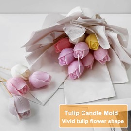 4 Pcs 3D Tulip Silicone Candle Mold Tulip Flower Silicone Chocolate Candy Fondant Mold for DIY Craft Projects