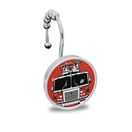 Red Fire Engine Shower Curtain Hooks, Fire Truck Red 12PCS Shower Curtain Hooks Rings for Bathroom Stainless Steel Rust Resistant Shower Curtain Hangers