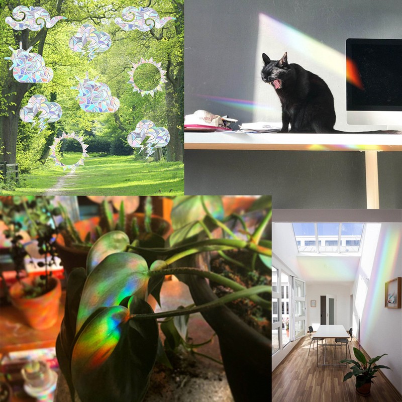 16Pcs Rainbow Suncatcher Window Clings Anti Collision Window Stickers Decals
