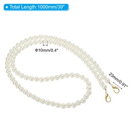 PATIKIL Imitation Pearl Bead Purse Chain Strap 39", Pearl Bag Chain Handbag Clutch Replacement with Lobster Buckle for DIY Handbag Wallet Clutch Crafts Making, Light Gold