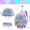 HTgroce Mermaid Rolling Backpack with Wheel,School Backpack for Kids Girl