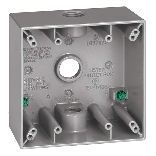 Sigma Electric, Gray 14350 1/2-Inch 3 Hole 2-Gang Box