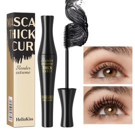 Adurello Mascara Black Volume and Length Natural, Liquid Mascara for Thickening and Curling, Smudgeproof, Waterproof, Sweatproof & Clump-Free