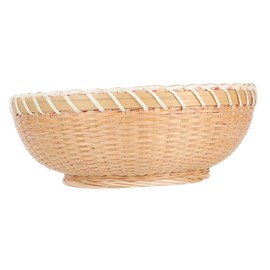 CHILDWEET Bamboo Pantry Baskets Round Woven Storage for Fruits Veggies Potatoes Bread Home Decor Handmade