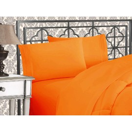Elegant Comfort 1500 Thread Count Wrinkle  Fade Resistant Egyptian Quality Ultra Soft Luxurious 4-Piece Bed Sheet Set, Queen, Orange                  