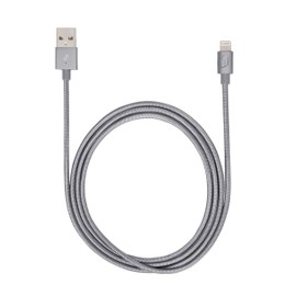 iStore Braided Lightning Aluminum Sync/Charge Cable, 4 Feet Length, Durable Apple Standards, Space Gray (ACC994CAI)