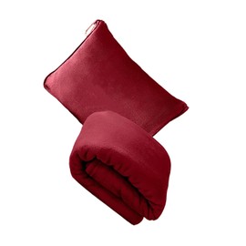 AIXXCUVQ Versatile Travel Pillow Blanket Practical and Easy to Store Travel Blanket and Pillow in One Travel Essentials, red