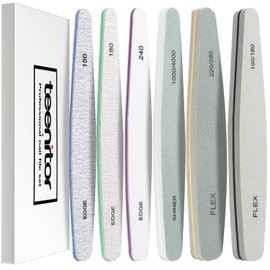 Teenitor Nail File Set Pro Nail Buffer Nail File Nail Polish 150 180 240 100/180 200/280 1000/4000 Grit 6-Piece Set