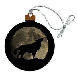 GRAPHICS & MORE Wolf Howling Moon Silhouette Wood Christmas Tree Holiday Ornament