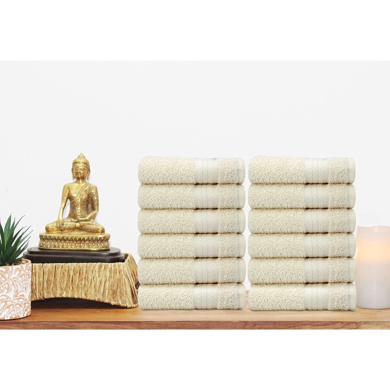 COTTON CRAFT Ultra Soft 12 Pack Wash Cloths 12x12 Ivory