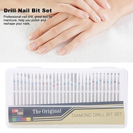 30 Unids/set Brocas para uñas, Brocas eléctricas para limas rotativas de diamante para manicura, pedicura, bricolaje para uñas y cutículas Molienda limpia Taladro de pulido Taladro Tallado Radian Tool