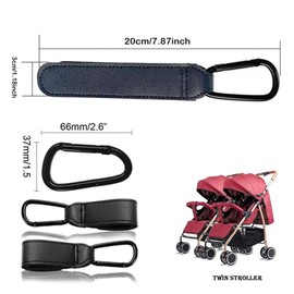 Pram Hooks, Pram Hooks for Changing Bags, Leather Pram Hook, Portable Pram Hook, Universal Pram Hook, Pram Hook for Bags, Pack of 2, Black Tokaneit