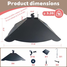 Squirrel Baffle for 4x4 Post - 17-Inch Heavy Duty Metal Squirrel Guard for Bird Feeders, Dual Mount (Hanging & Pole Mount) Stops Raccoons & Squirrels