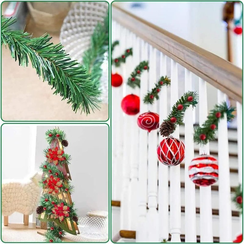 Christmas Garland, Artificial Non-Lit Soft Green Garlands - Festive Holiday