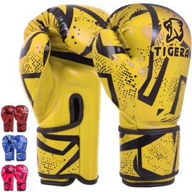 Tigera Children's Boxing Gloves, Kickboxing, Muay Thai Sparring, Training, Punch Bag, Martial Arts, Punching Gloves, Coaching Gloves for Boys, Girls (4 oz, Yellow)