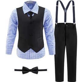 Boys Suits Size 14 Kids Black Suits for Boys Dress Vest Pants Set Toddler Wedding Ring Bearer Outfits
