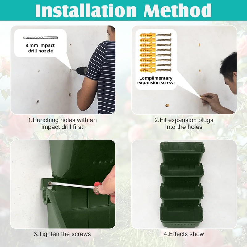 Gatyagff Vertical Wall Planter, 4 Packs Self Watering Wall Planters