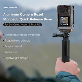 REYGEAK Ultralight Metal Cage for DJI Action 5 Pro/4/3, Aluminum Protective Housing Frame with 1/4" Screw, Cold Shoe, Quick Release Adapter Mount with Double Claws for DJI Osmo