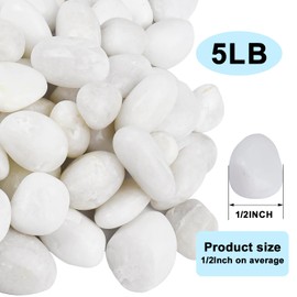 White River Rocks, Natural White Pebbles for Plants,1-2Inch Decorative Stones White Pebbles, 5Lbs Polished Stones Vase Filler for Fish Aquariums Landscaping Garden Outdoor and Indoor DIY