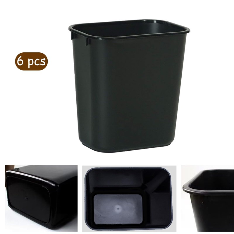 ToiULik 6 Pack Black Small Trash Can with 2 Roll