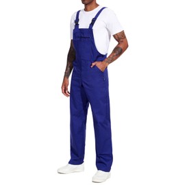 WORK IDEA Work Dungarees for Men Multi Pocket Technology Men's Work Dungarees, royal, S