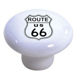 Set of 2 Route 66 Sign Ceramic Cabinet Drawer Knob