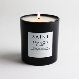 SAINT Francis of Assisi Scented Candle with Prayer, Prayer Coin, and Holy Oil, Saint of Animals, Soy Coconut Aromatherapy Candle with 50 Hour Burn Time