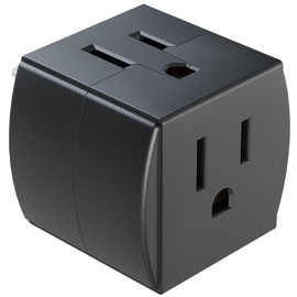 PLUGTUL 3 Outlet Wall Adapter, 90 Degree 3 Way Plug Adapter Cube Tap, 3 Prong Multi Plug Outlet, Outlet Extender for Home Office School Dorm, ETL Listed, Black