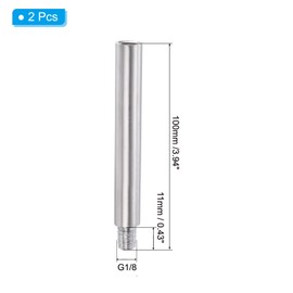 PATIKIL 304 Stainless Steel Shower Head Extension Arm 2 Pack G1/8 Male to Female Thread 100 mm Length Pipe Fitting Shower Head Extension