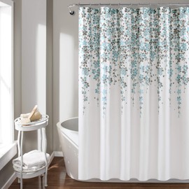 Lush Decor - Cortina de Ducha de Flores lloradas, 72 x 72 Pulgadas, Azul y Gris