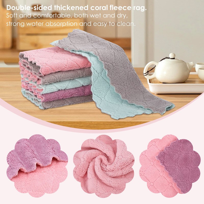 Rachan 11Pack Kitchen Dish Cloths Reusable Dish Towels,Super Absorbent Coral