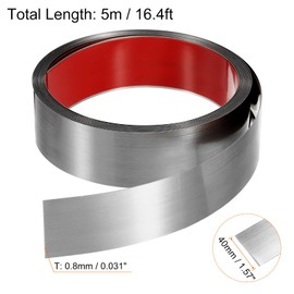 HARFINGTON 16.4ft x 1.58" Wall Trim Peel and Stick Molding Trim Frame, Self Adhesive Stainless Steel Brushed Finish Metal Strip Trim for Wall Ceiling Floor Cabinet Tile Edge, Silver