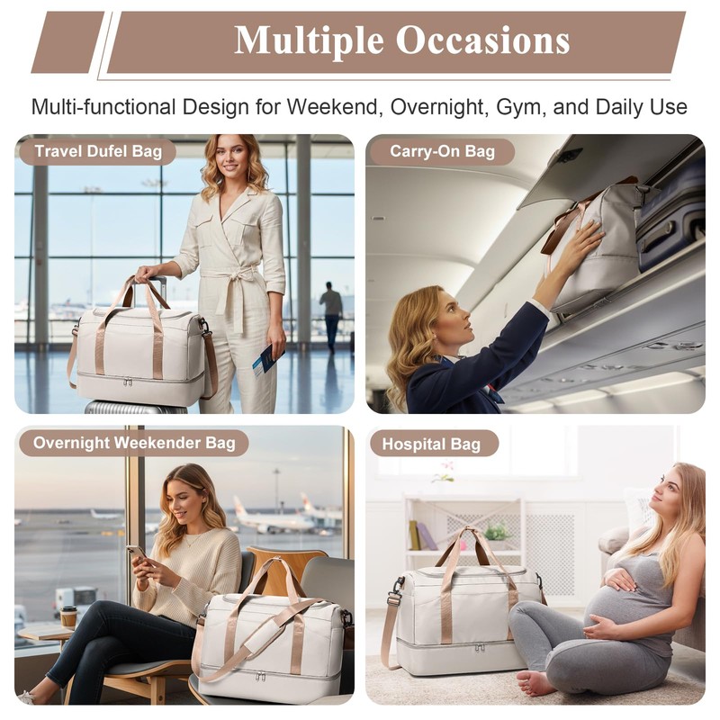 Large Travel Duffle Bag,Carry-on Overnight Weekender Bags for Women
