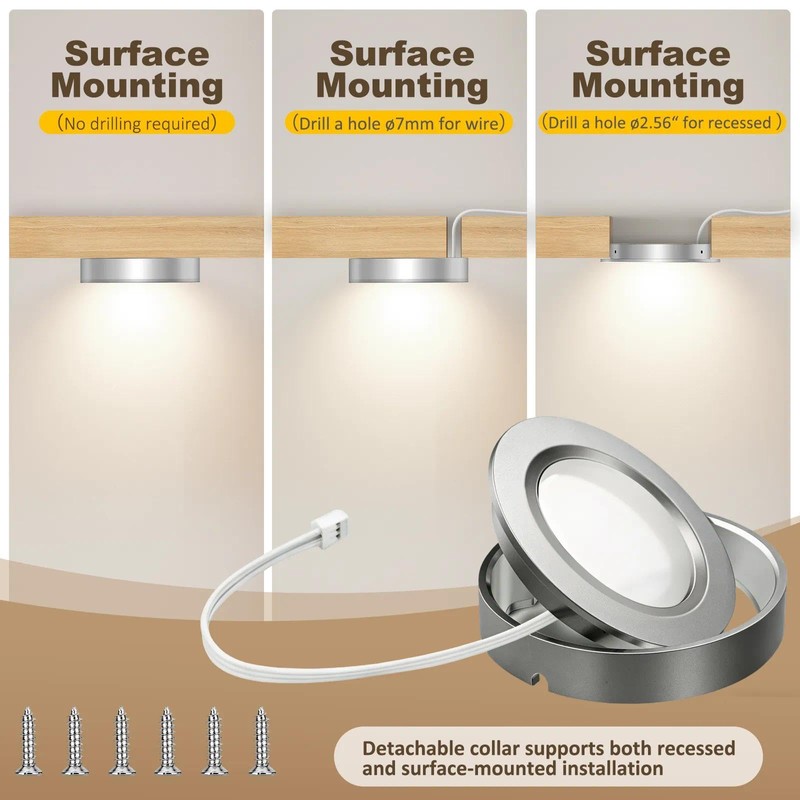 Smart Under Cabinet Lights Plug In, 6 Pack LED Puck