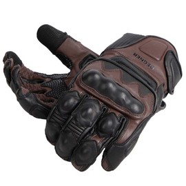 DEGNER Leather Gloves with Protector for Motorcycles TG-94 (Brown, L)
