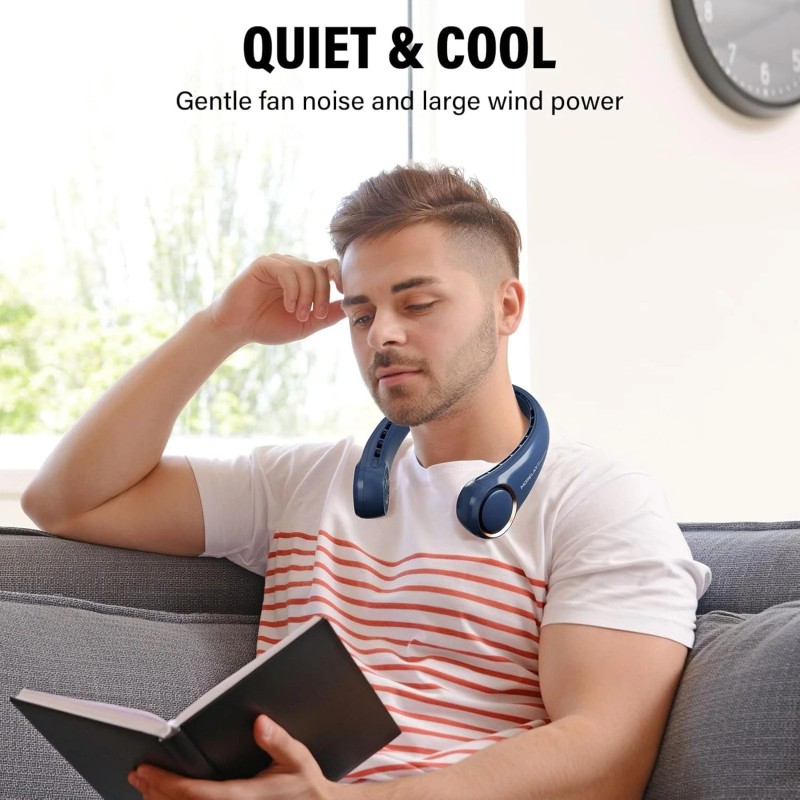Morelax Neck Fan USB Rechargeable Personal Fan, 3 Speeds Adjustable,