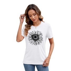 BAOKUAN Women Trendy Tops Sunflower Graphic Loose Summer Tees T-Shirts Blouse